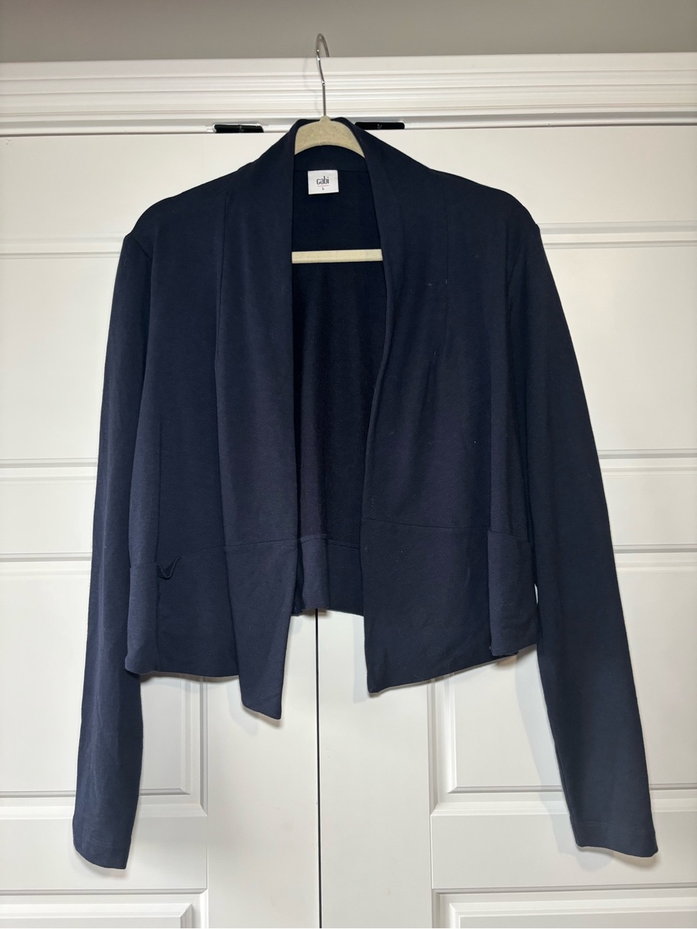 CAbi Navy Open-Front Cropped Blazer